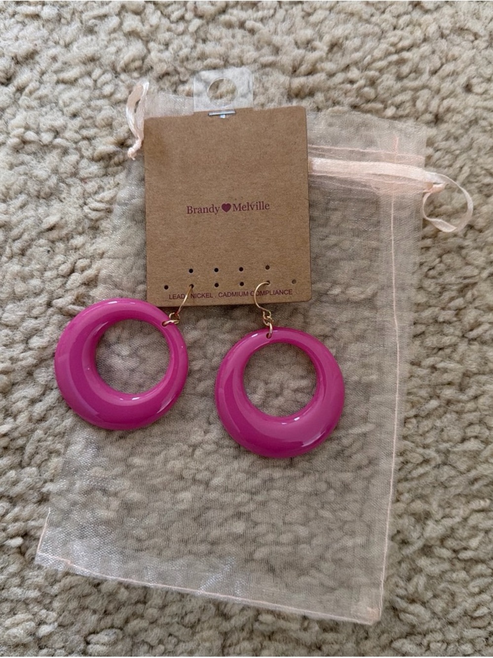 Brandy Melville fuchsia pink hoop earrings
